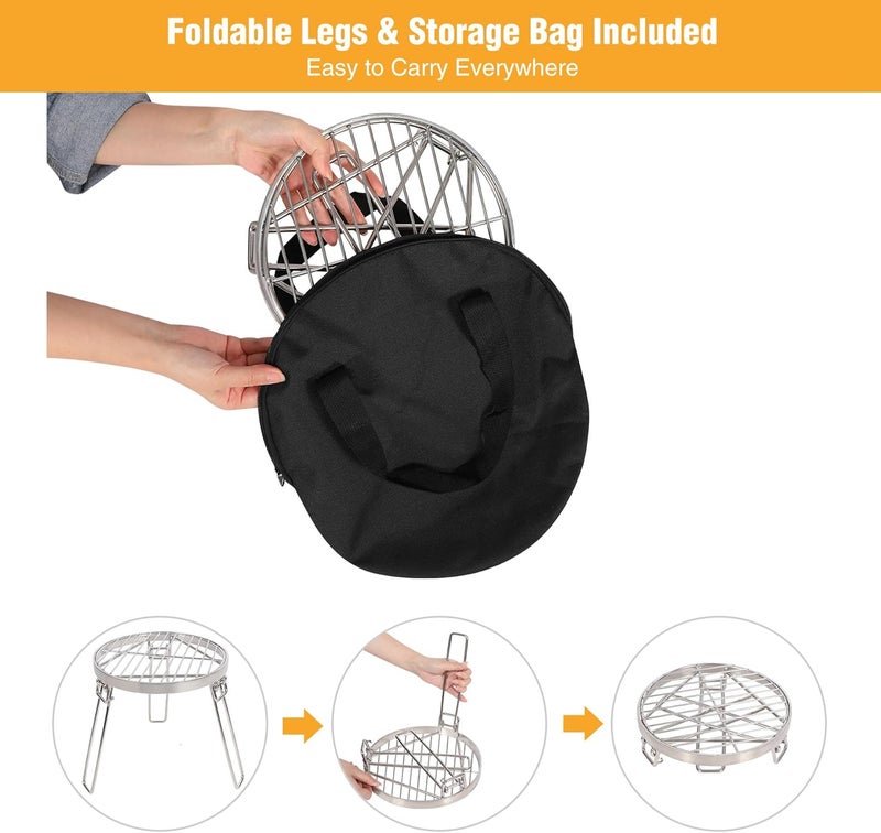Lineslife Folding Campfire Tripod for Cooking, Portable Camping Tripod Stand with Grill Grate for Solo Stove Bonfire Fire Pit, Dutch Oven, Open Fire, Stainless Steel - Image 5